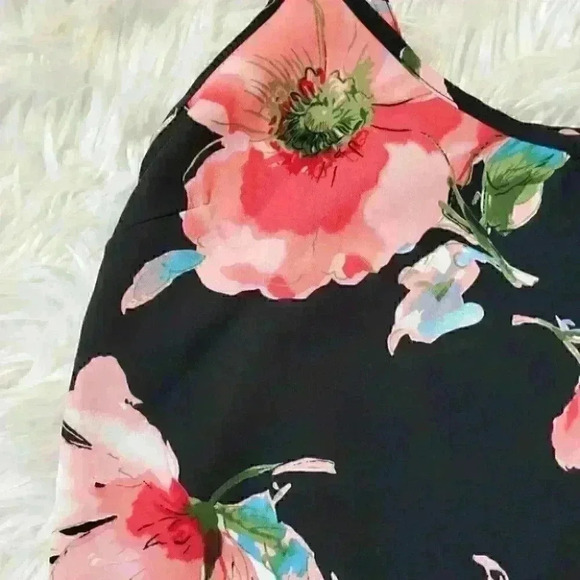 Joyce cropped tank top black and pink floral size medium Y2k Style Cami - Picture 7 of 9